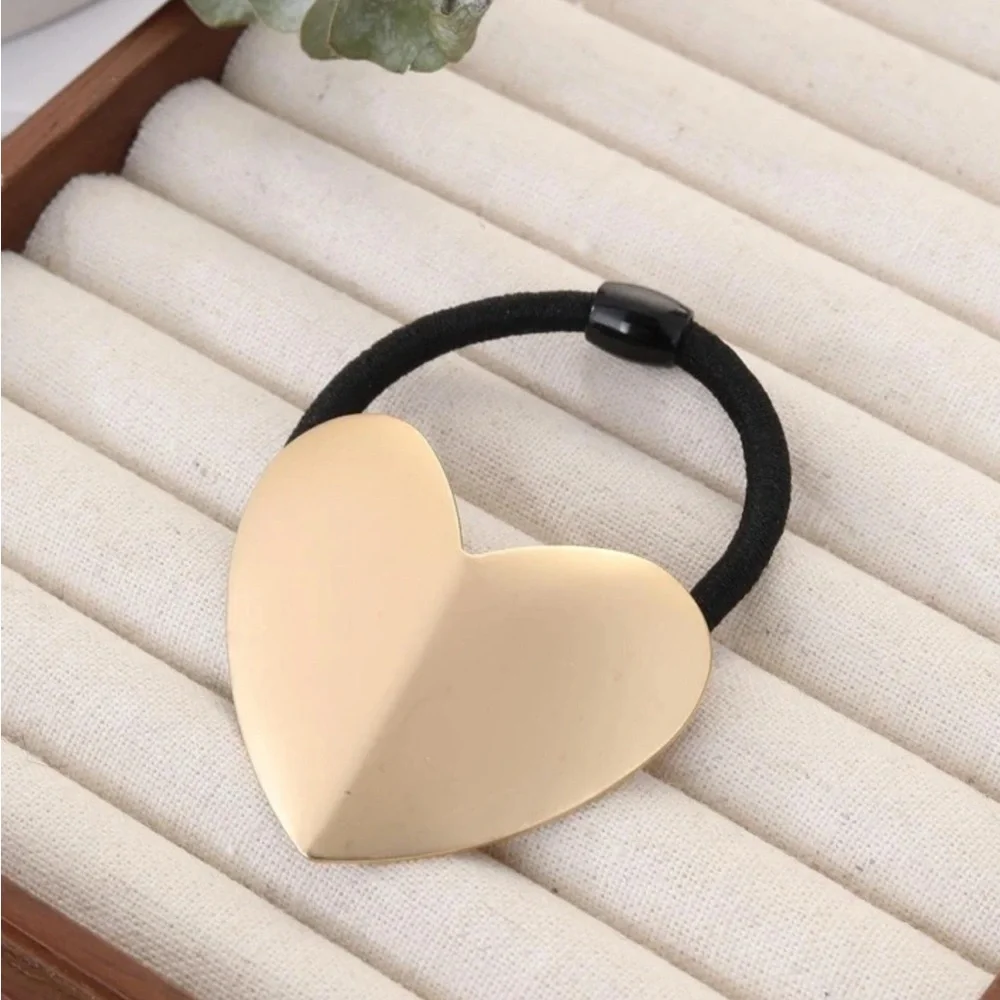 3pc Heart hair accessory set gold jewelry barrette claw clip teen prom bridal
